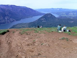Folks enjoying the sun at the summit