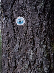 Pacific Crest Trail marker at about 900 ft elevation