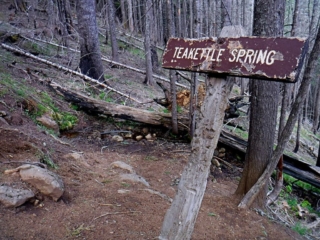 By my GPS Teakettle Spring is at 3400 ft elevation and 6 miles from trailhead