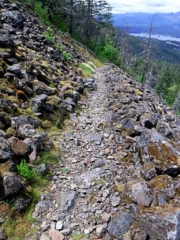 Trail cut a over talus slope