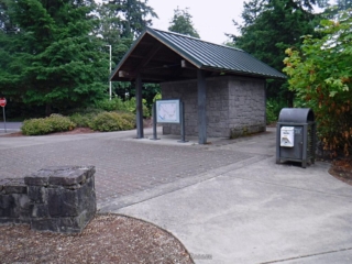 Shelter holds a map of the trail and an outhouse