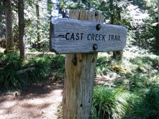 Cast Creek Trail sign and the way down