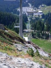 Looking down the chair lift to lodge