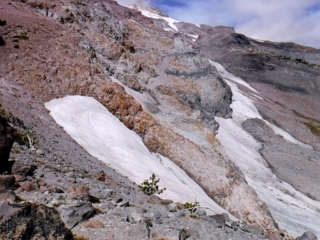 Last look at the rugged walls of the Newton Clark glacier