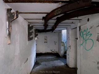 Inside one of the ammunition bunkers