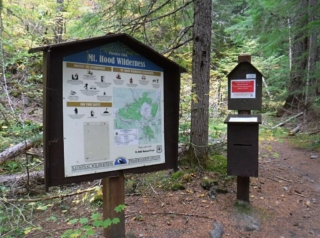 In about a mile you get to the wilderness permits sign in box.
