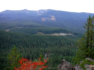 A view of Tom, Dick and Harry Mt. through the haze.