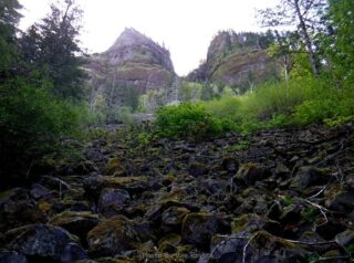 PCT will pass under towering cliffs