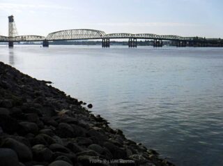 A view up river from the platform