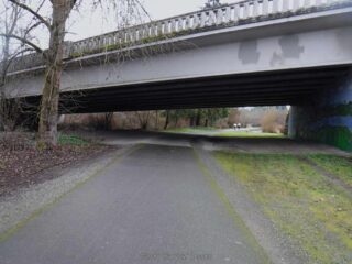 Mostly you have road crossing but here you go under a bridge