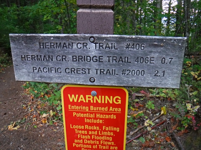 Trail sign Herman creek