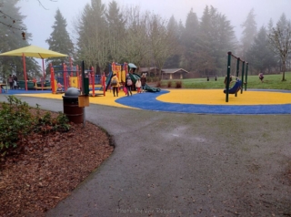 The playground was busy.
