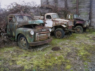 The old trucks at the farm bi pass.
