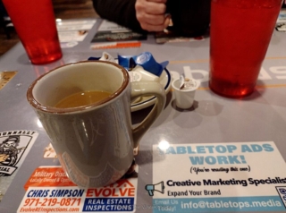 A chance to drink coffee and read the table