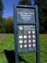 Gordy Jolma Family Natural Area entry sign