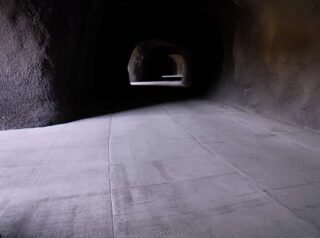 Tunnel lite by the five window cut in the tunnel