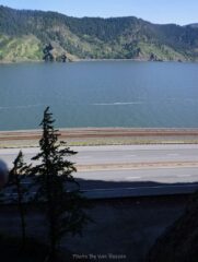 View out showing freeway, railroad, river and Washington
