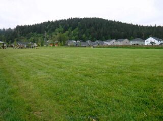 View of Green Mt looking over a playing field