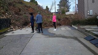 Road was blocked and several house cut off